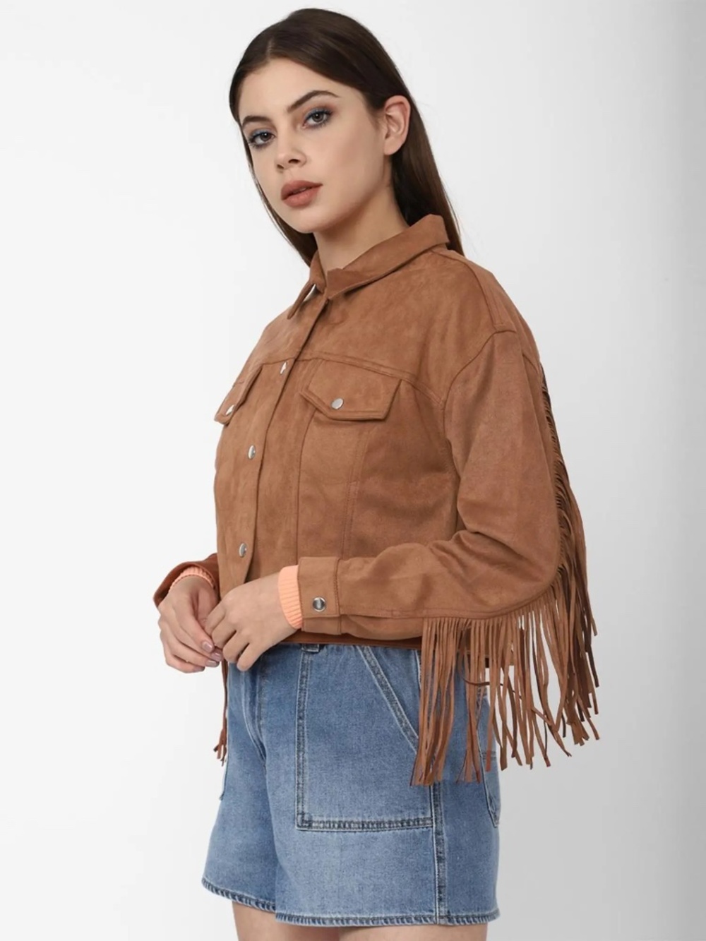 EUC Forever 21 Suede Fringe Jacket | Boho Western Moto Style Jacket